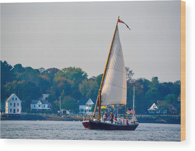 Seascape Wood Print featuring the photograph Gundalow Piscataqua by David Thompsen