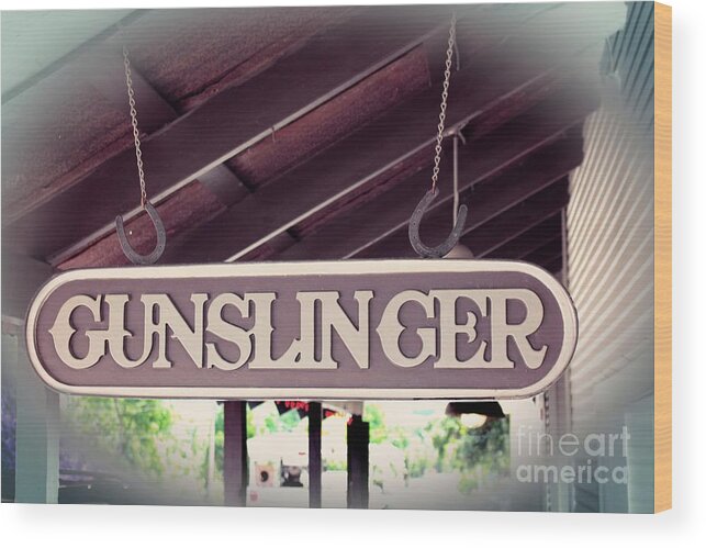 Gun Wood Print featuring the photograph GunSlinger by Ella Kaye Dickey