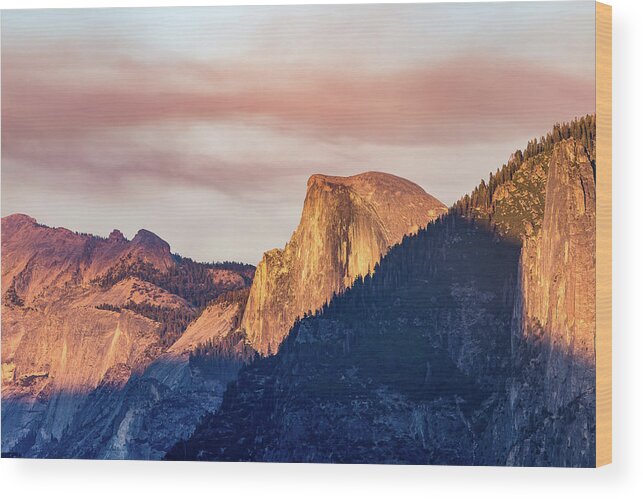 Yosemite Wood Print featuring the photograph Half Dome in sunset by Davorin Mance