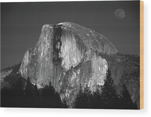 Half Dome Moonrise Wood Print featuring the photograph Half Dome Moonrise by Raymond Salani III
