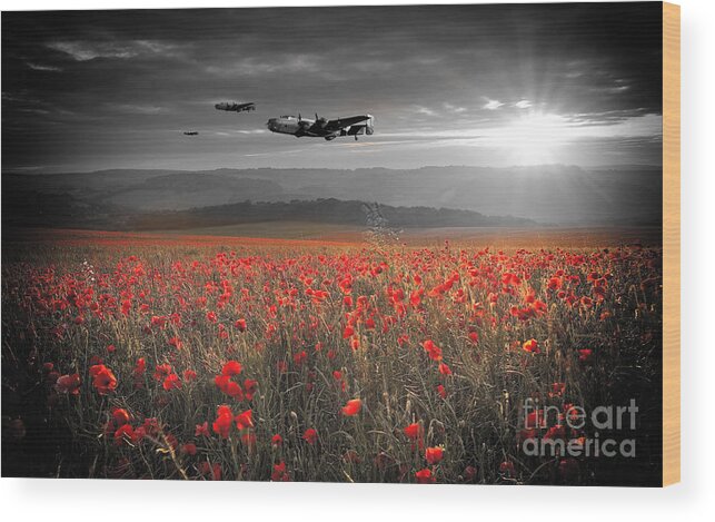 Handley Page Halifax Wood Print featuring the digital art Halifax Bomber Boys by Airpower Art