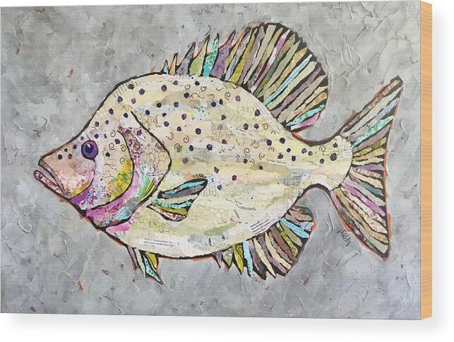 Fish Wood Print featuring the painting Happy Crappie by Phiddy Webb