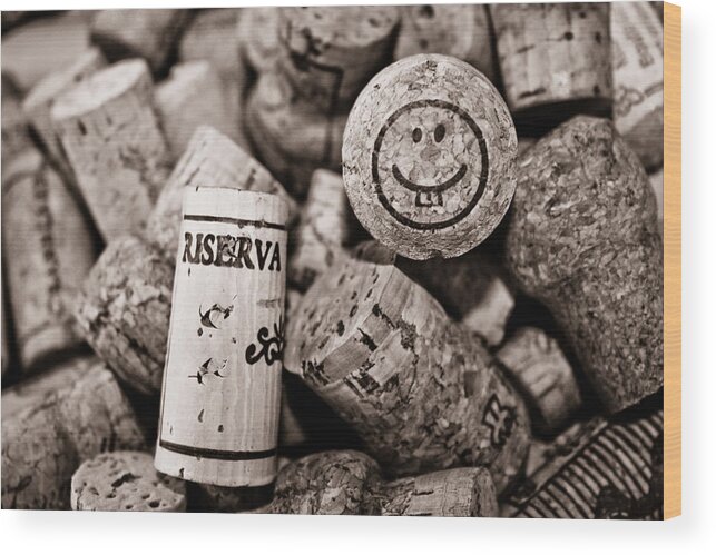 Wine Corks Wood Print featuring the photograph Happy Hour - Corks by Colleen Kammerer