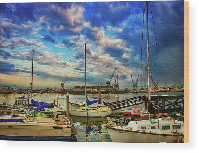 Harbor Wood Print featuring the photograph Harbor Scene by Joseph Hollingsworth