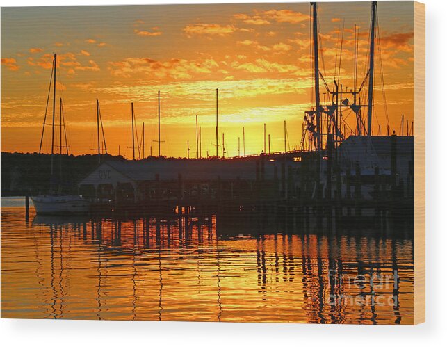 Sunset Wood Print featuring the photograph Harbor Sunset by Marty Fancy