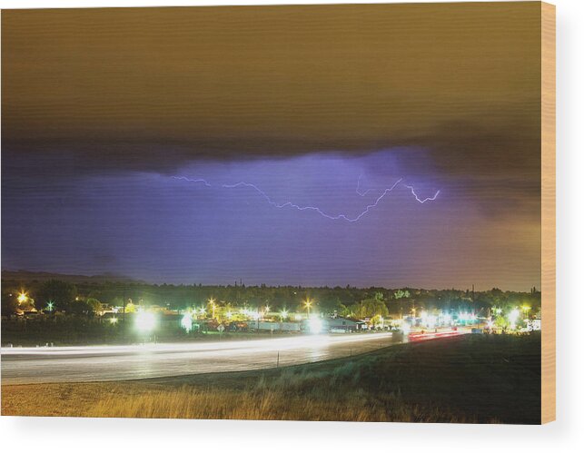 287 Wood Print featuring the photograph Hard Rain Lightning Thunderstorm over Loveland Colorado by James BO Insogna