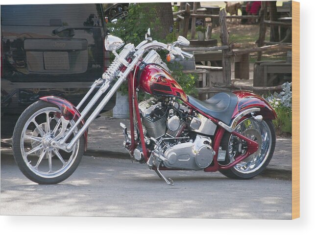 Chopper Wood Print featuring the photograph Harley chopped by Brian Kinney