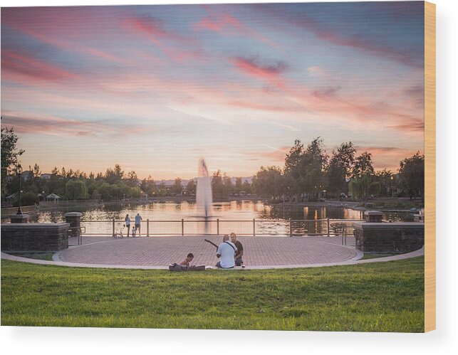 California Wood Print featuring the photograph Harveston Lake April 2016 Sunset by Adam Rainoff