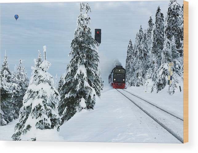 Nature Wood Print featuring the photograph Harz Ballooning and Brocken Railway by Andreas Levi