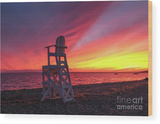 Sunset Wood Print featuring the photograph Have A Seat by Heidi Farmer
