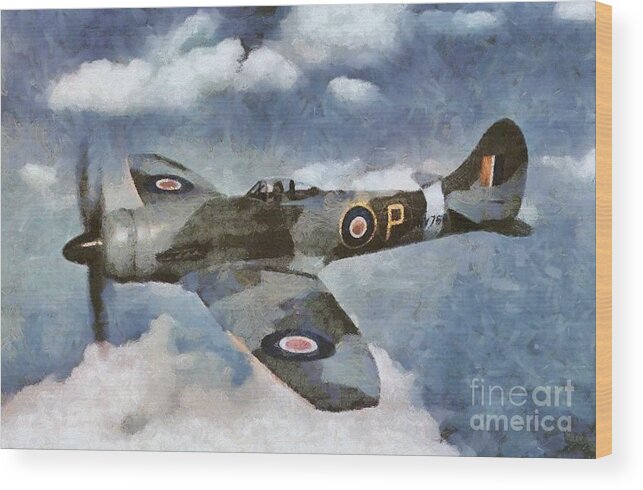 Wwii Wood Print featuring the painting Hawker Tempest by Esoterica Art Agency