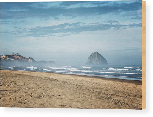 Oregon Coast Wood Print featuring the photograph Haystack Rock Pacific City by Tom Singleton