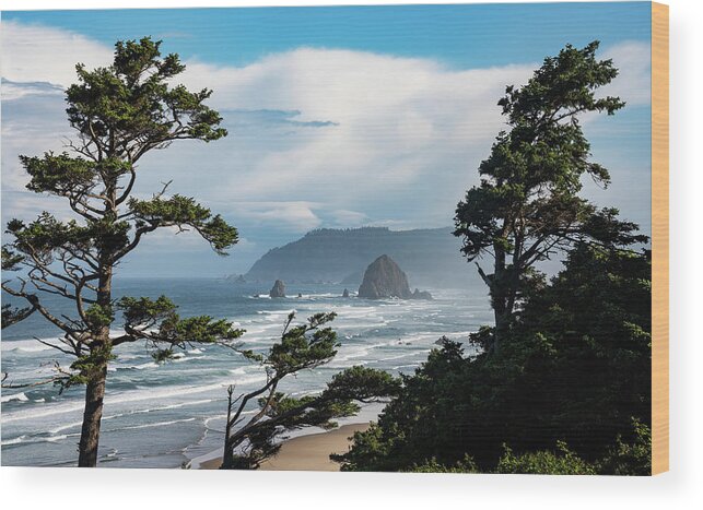 Cannon Beach Wood Print featuring the photograph Haystack Views by Darren White