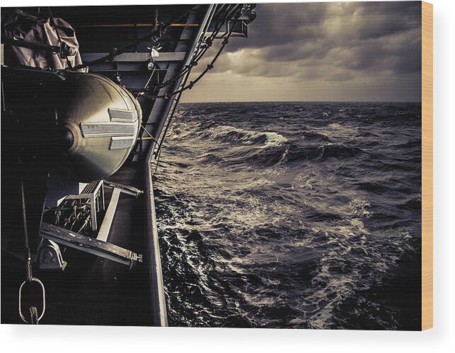 Navy Wood Print featuring the photograph Heavy Seas by Larkin's Balcony Photography