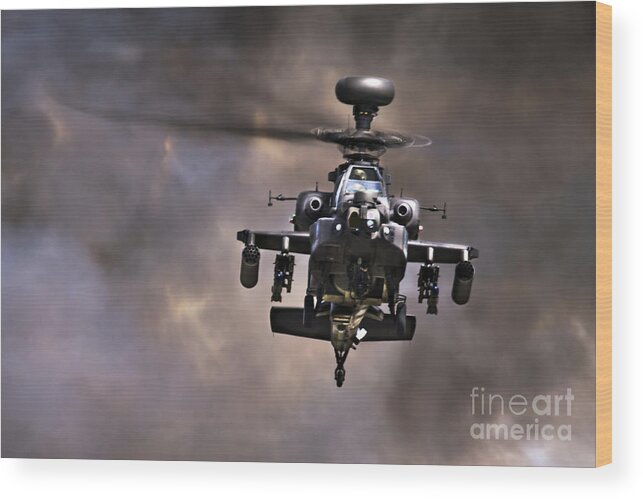 Helicopter Wood Print featuring the photograph Helicopter In The Smoke by Ang El