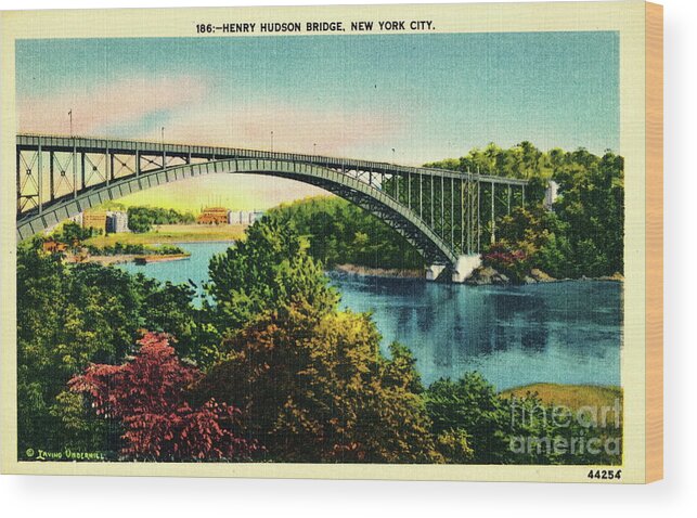 Postcard Wood Print featuring the photograph Henry Hudson Bridge Postcard by Cole Thompson