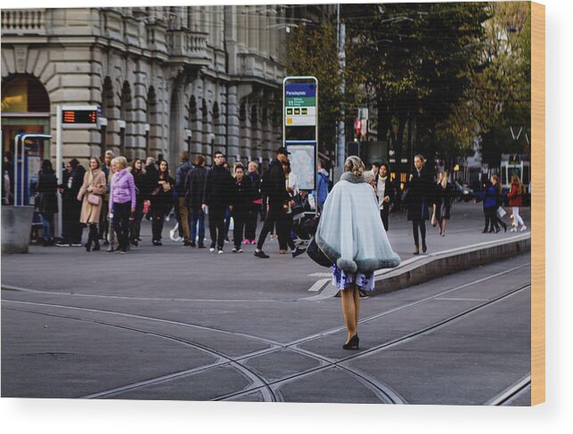 Swiss Wood Print featuring the photograph Her with the cape by Scott DaLuz