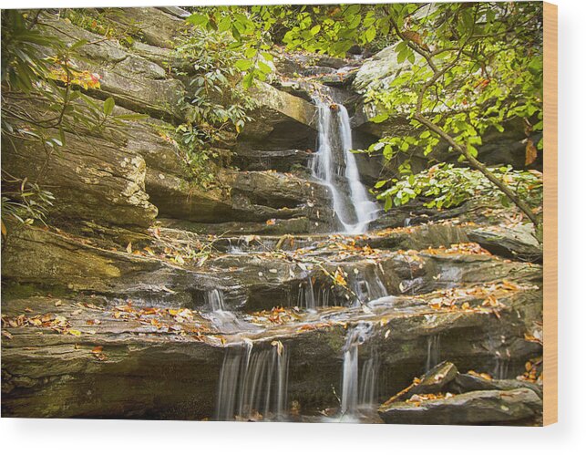 Hidden Falls Wood Print featuring the photograph Hidden Falls-Hanging Rock State Park by Bob Decker