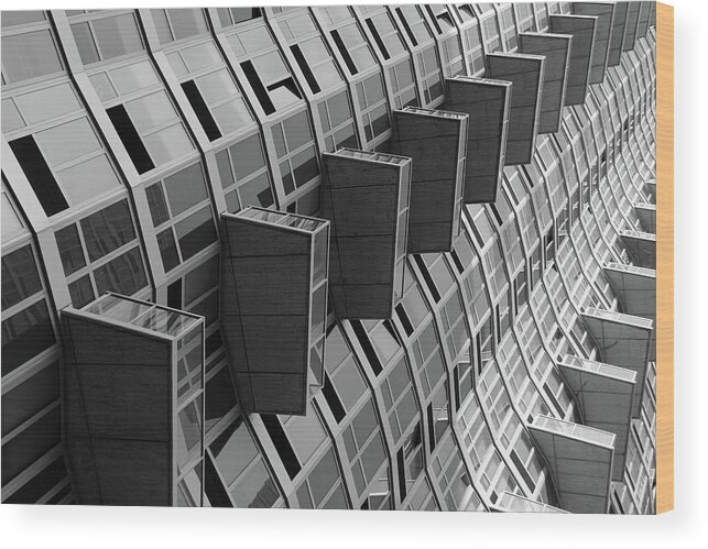 Abstract Architectural Photography Wood Print featuring the photograph High Rise - June 1 2016 - Long Island City by Les Goldberg
