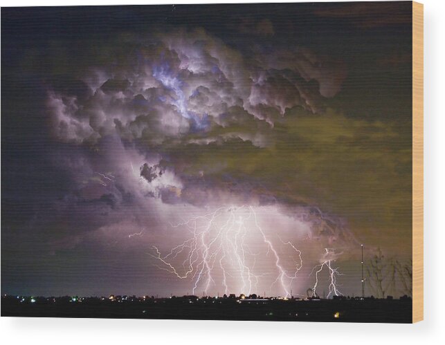 Colorado Lightning Wood Print featuring the photograph Highway 52 Storm Cell - Two and half Minutes Lightning Strikes by James BO Insogna