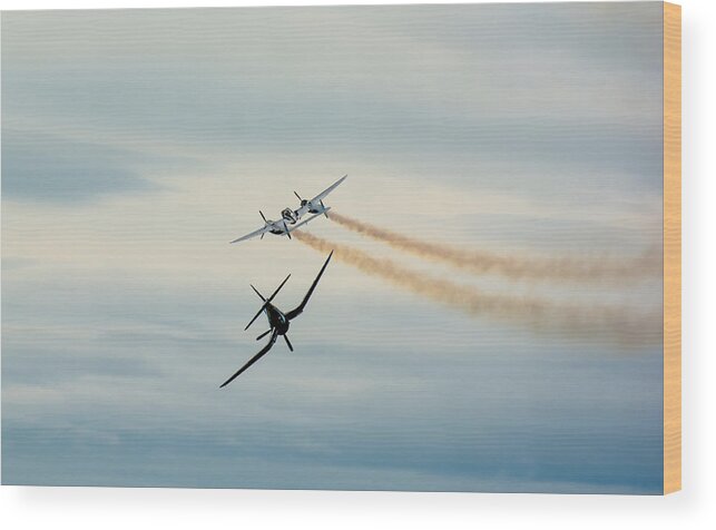 Airplane Wood Print featuring the photograph Historic Airplanes In Mid-Air by Andreas Berthold