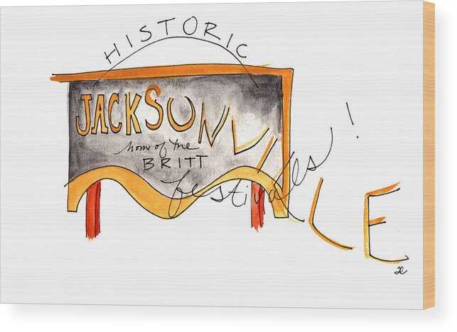 Art Wood Print featuring the painting Historic Jacksonville by Anna Elkins