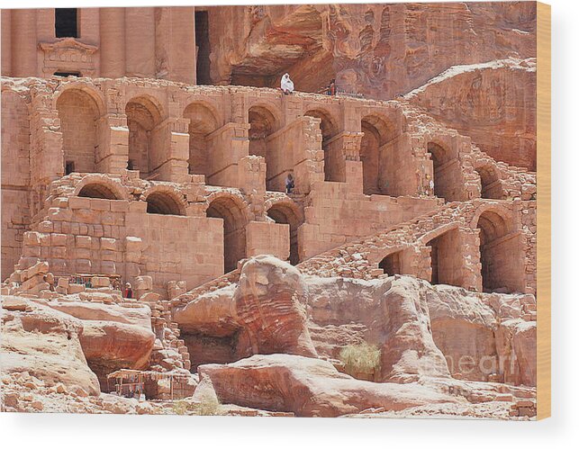 Petra Wood Print featuring the photograph Historic Ruins In Petra by David Birchall