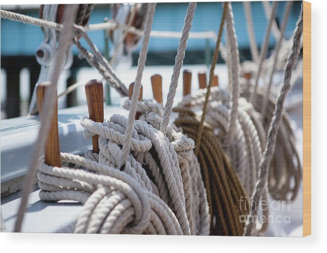 Nautical Wood Print featuring the photograph Hoisting Ropes by Rich S