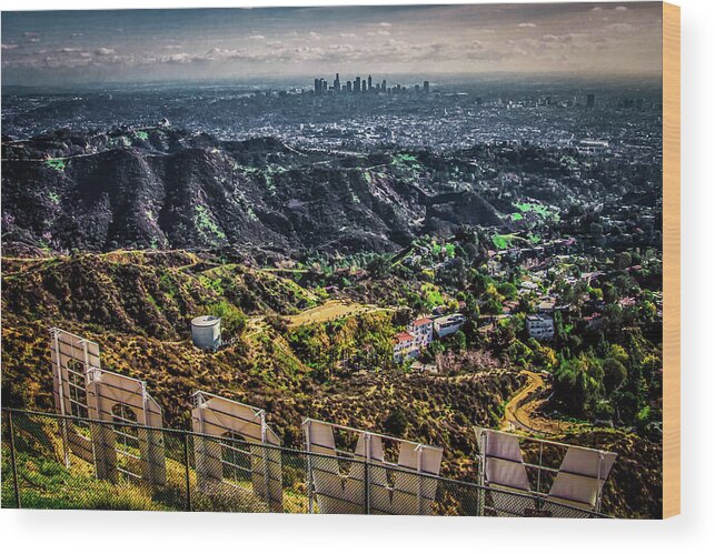 Hollywood Wood Print featuring the photograph Behind The Sign by April Reppucci