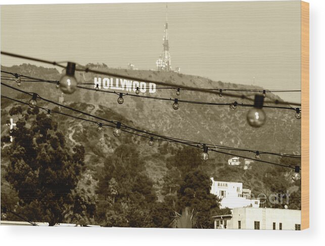 Hollywood Wood Print featuring the photograph Hollywood sign on the hill 4 by Micah May