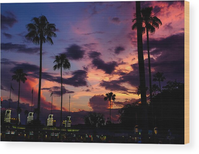 Disney Wood Print featuring the photograph Hollywood studios twilight by Chris Bordeleau