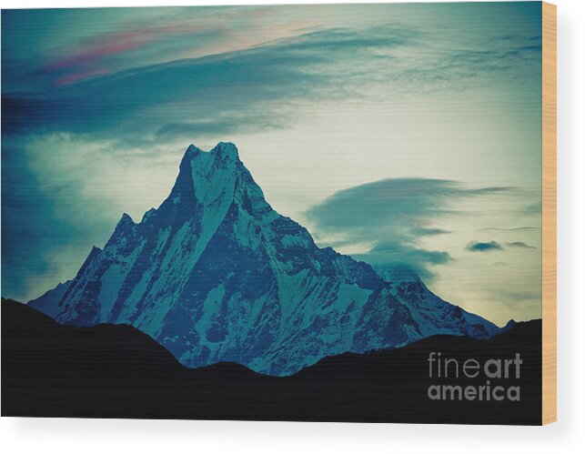 Annapurna Wood Print featuring the photograph Holy Mount Fish Tail Machhapuchare 6998m by Raimond Klavins