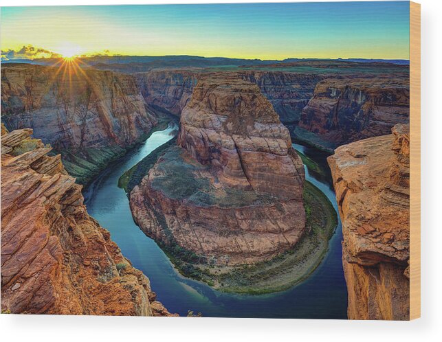 Arizona Wood Print featuring the photograph Horseshoe Bend Sunset by Raul Rodriguez