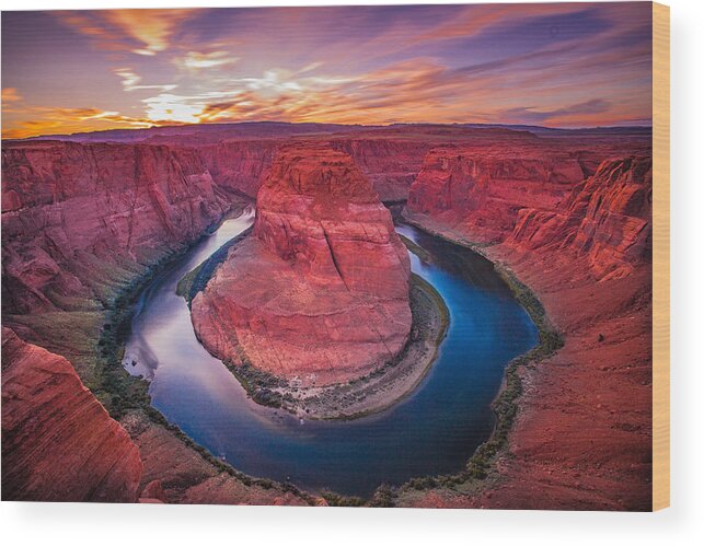 Horseshoe Bend Wood Print featuring the photograph Horseshoe Sunset by Judi Kubes