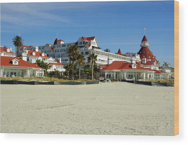 San Diego Wood Print featuring the photograph Hotel Del Coronado Beach by Jeff Lowe