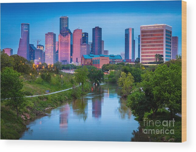 America Wood Print featuring the photograph Houston Sunrise by Inge Johnsson