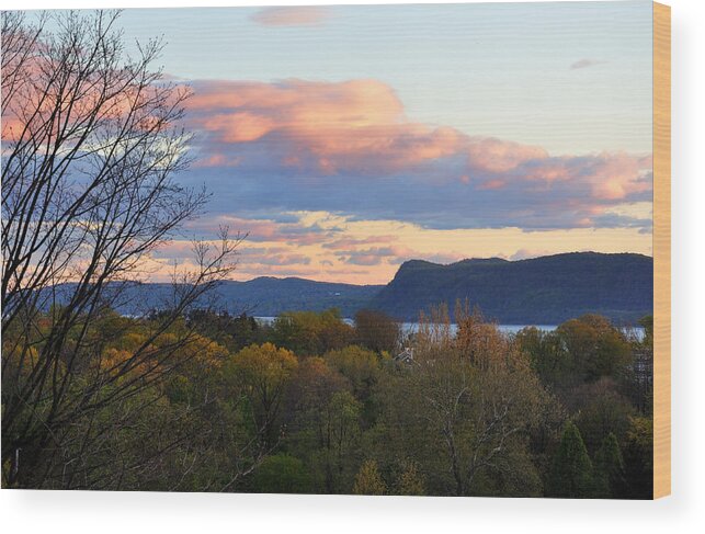 Landscape Wood Print featuring the photograph Hudson View by Frank Mari