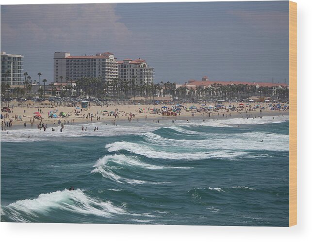 Beach Scene Wood Print featuring the photograph Huntington Beach Scene Summer 2017-4 by Colleen Cornelius