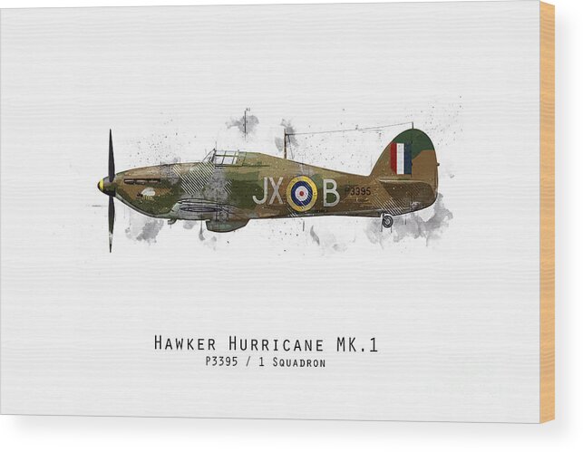 Hurricane P3395 Sketch Wood Print featuring the digital art Hurricane Sketch - P3395 by Airpower Art