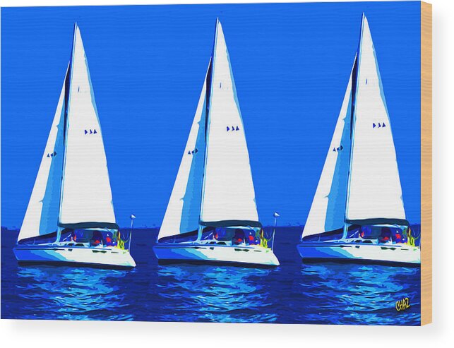Boats Wood Print featuring the painting I Saw Three Ships A'Sailing by CHAZ Daugherty