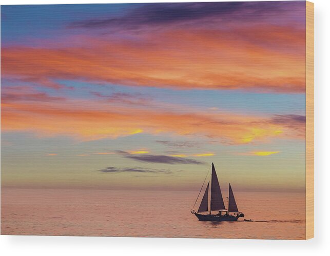Beach Wood Print featuring the photograph I Will Sail Away, and Take your Heart With Me by Peter Tellone
