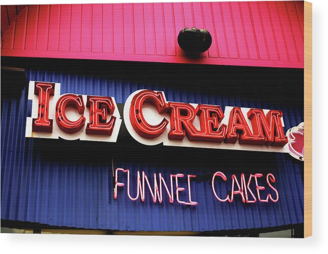 Sign Wood Print featuring the photograph Ice Cream Anyone by Charles Benavidez