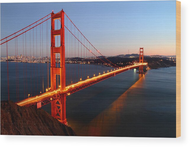 Golden Gate Bridge Wood Print featuring the photograph Iconic Golden Gate Bridge in San Francisco by Pierre Leclerc Photography
