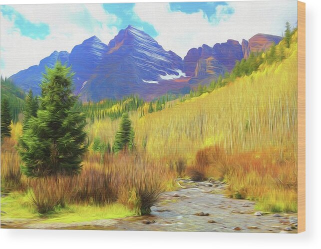 Colorado Wood Print featuring the photograph Impression, Maroon Bells by Eric Glaser