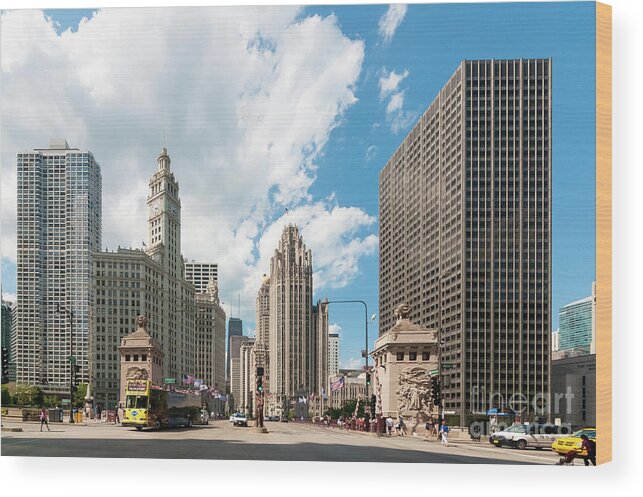 Chicago Wood Print featuring the photograph In the Middle of Wacker and Michigan by David Levin