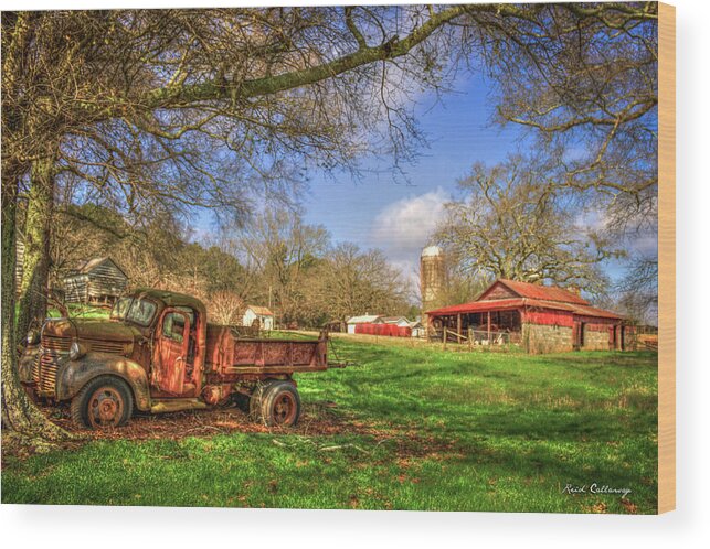 Reid Callaway Red Barn Wood Print featuring the photograph In The Shade Georgia Farm Scene Art by Reid Callaway