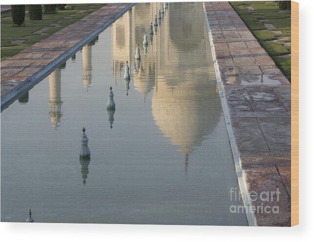 Reflection Of Taj Mahal Wood Print featuring the photograph In Water by Elena Perelman