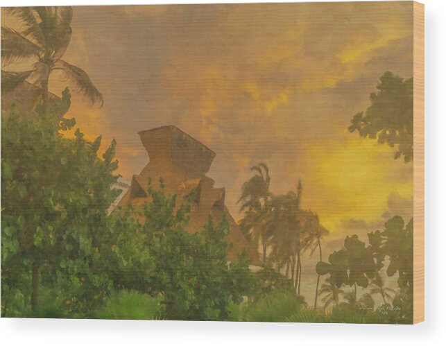 Sinset Wood Print featuring the painting Incoming Storm on Playa Diamante Acapulco by Bill McEntee