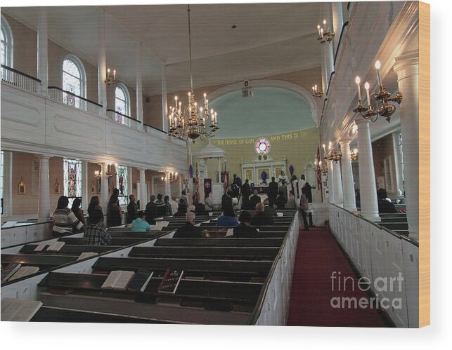 St. Georges Church Episcopal-anglican(1735) Hempstead Wood Print featuring the photograph Inside the S. Georges Church Episcopal Anglican by Steven Spak