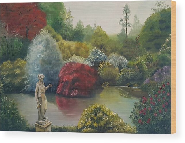 Tropical Garden Wood Print featuring the painting Island Garden by Connie Rish